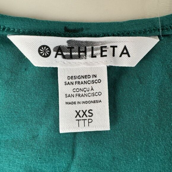 Athleta Tank Top Womens Green Scoop Neck Ruched Sides XXS NWOT - Picture 3 of 12